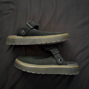 Dr. Martens Black Suede Mules